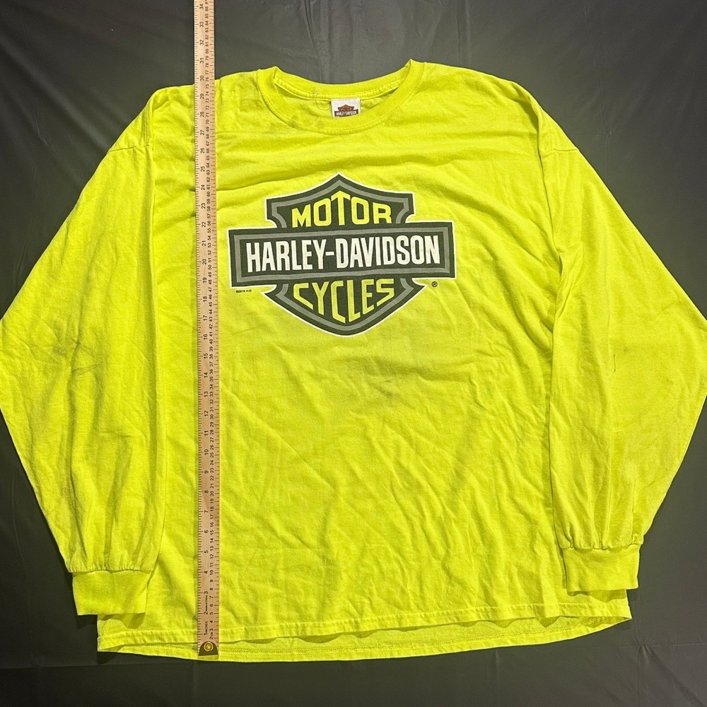 Harley-Davidson Neon Yellow Long Sleeve Graphic T-Shirt Bar & Shield Logo 3XL